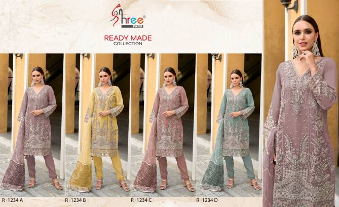 R 1234 By Shree Organza Embroidery Readymade Wholesale Market In Surat With Price